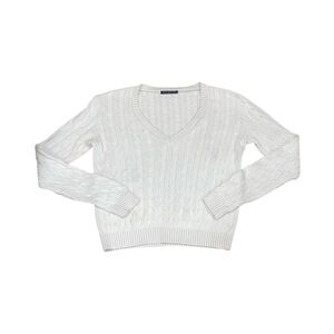 Brandy Melville white cable knit v neck sweater